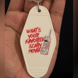 White Retro Scary Movie Keychain